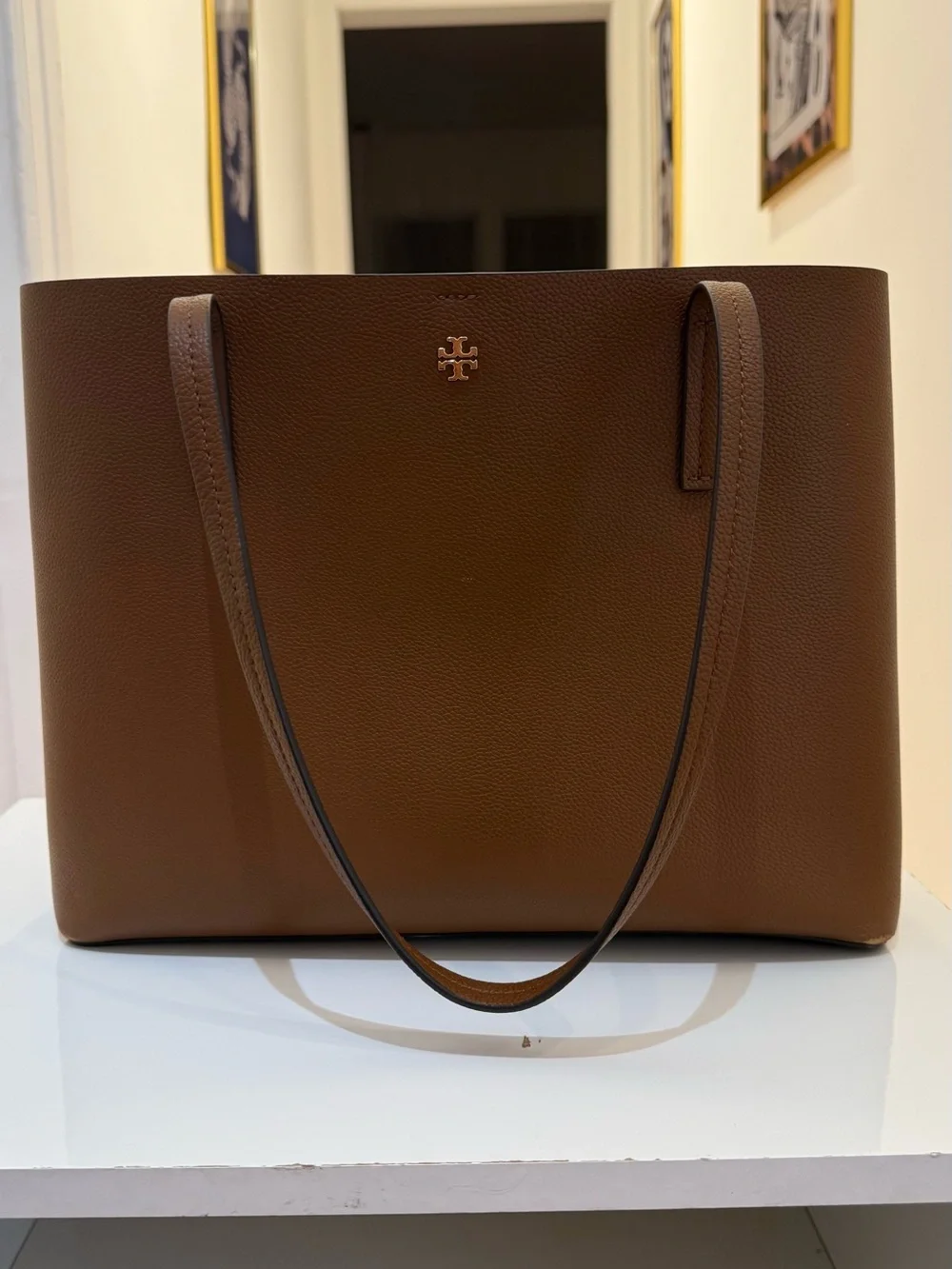 Tory Burch Cognac Pebbled Leather Tote